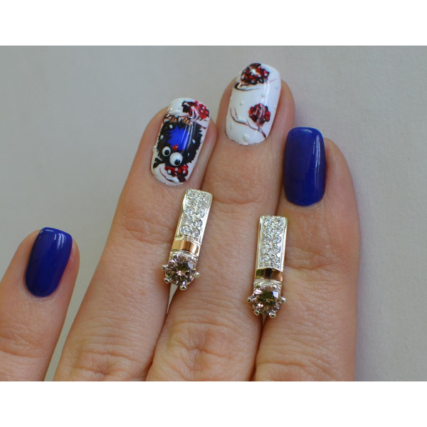 Серебряные серьги со вставками из золота (035с)