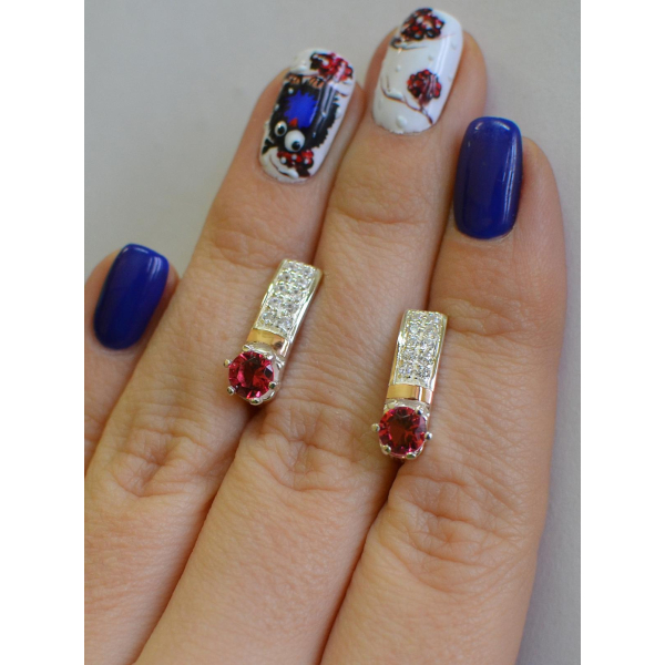 Серебряные серьги со вставками из золота (035с)