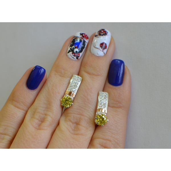 Серебряные серьги со вставками из золота (035с)