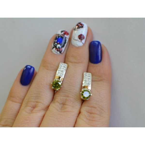 Серебряные серьги со вставками из золота (035с)