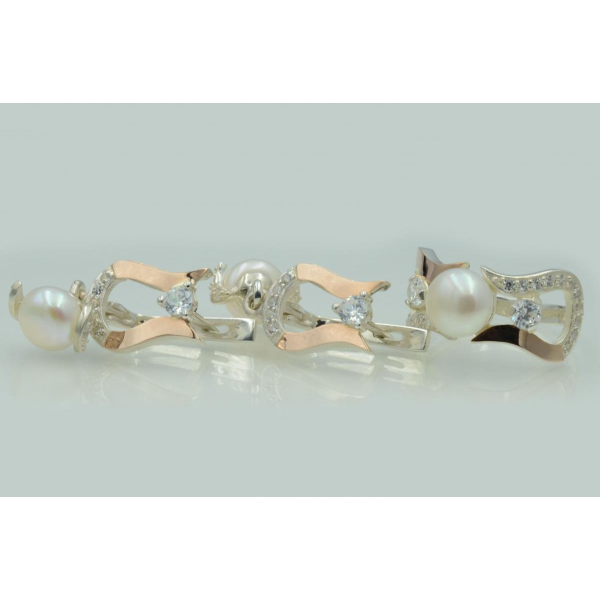 Серебряный комплект с пластинами из золота (036)