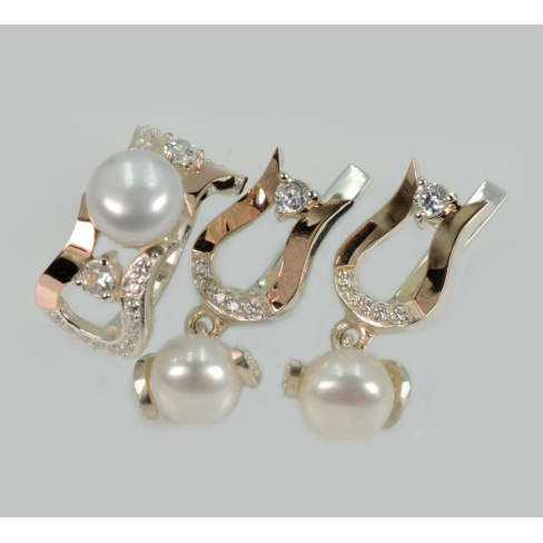 Серебряный комплект с пластинами из золота