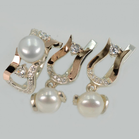 Серебряный комплект с пластинами из золота