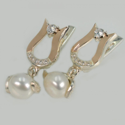 Серебряные серьги с  накладками из золота