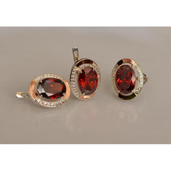 Серебряный гарнитур со вставками из золота (037/2)