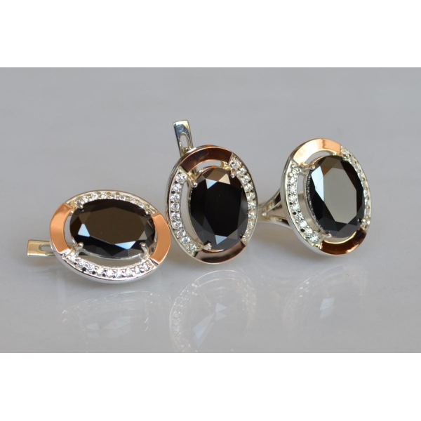 Серебряный гарнитур со вставками из золота (037/2)