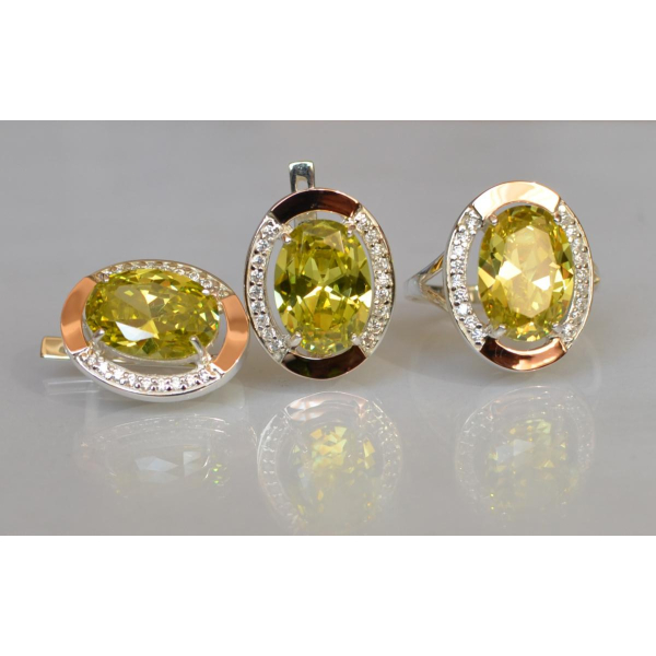 Серебряный гарнитур со вставками из золота (037/2)