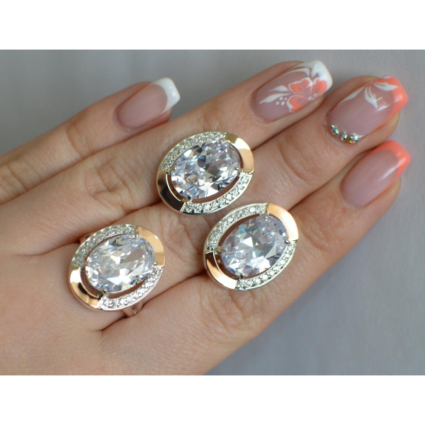 Серебряный гарнитур со вставками из золота (037/2)