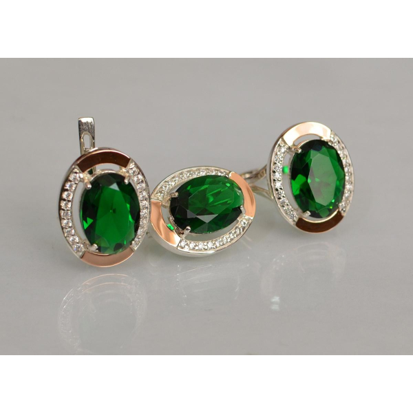 Серебряный гарнитур со вставками из золота (037/2)