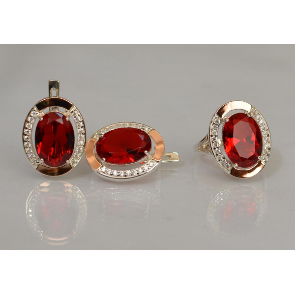 Серебряный гарнитур со вставками из золота (037/2)