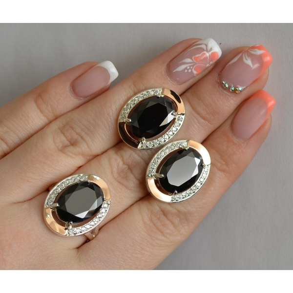 Серебряный гарнитур со вставками из золота (037/2)