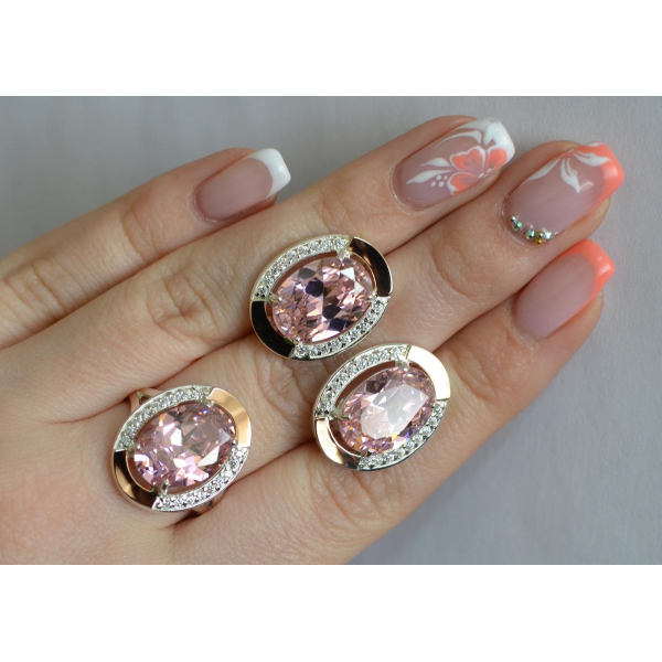 Серебряный гарнитур со вставками из золота (037/2)