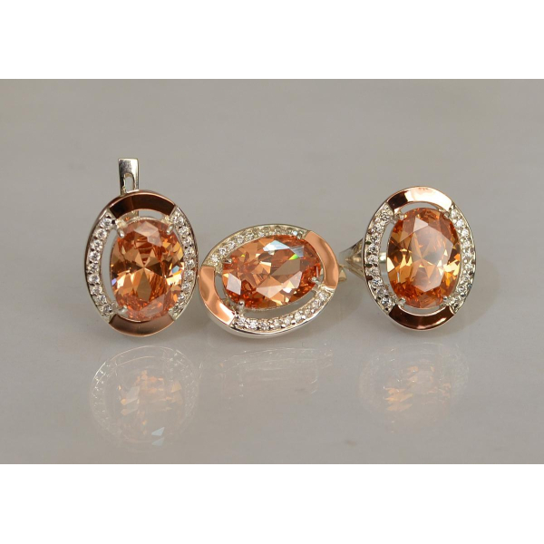 Серебряный гарнитур со вставками из золота (037/2)