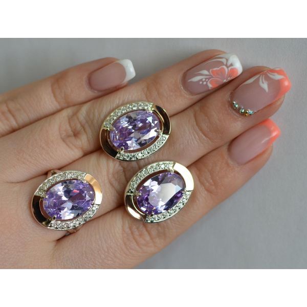 Серебряный гарнитур со вставками из золота (037/2)