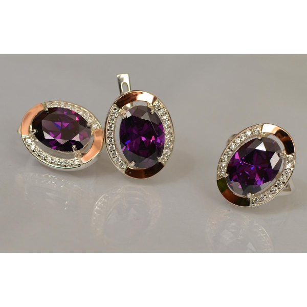 Серебряный гарнитур со вставками из золота (037/2)