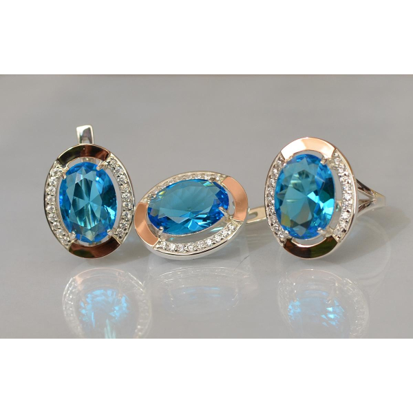 Серебряный гарнитур со вставками из золота (037/2)