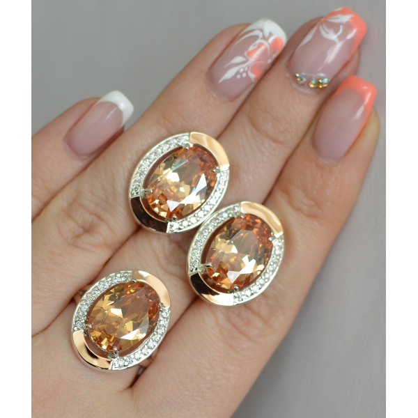 Серебряный гарнитур со вставками из золота (037/2)