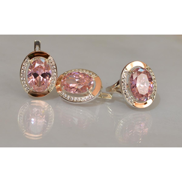 Серебряный гарнитур со вставками из золота (037/2)