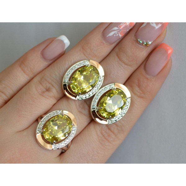 Серебряный гарнитур со вставками из золота (037/2)