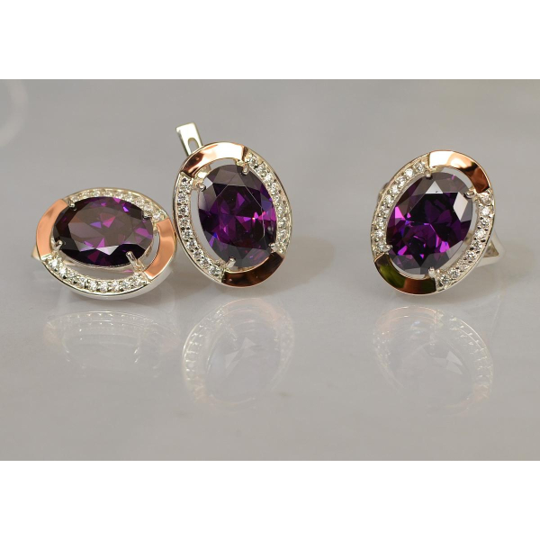 Серебряный гарнитур со вставками из золота (037/2)