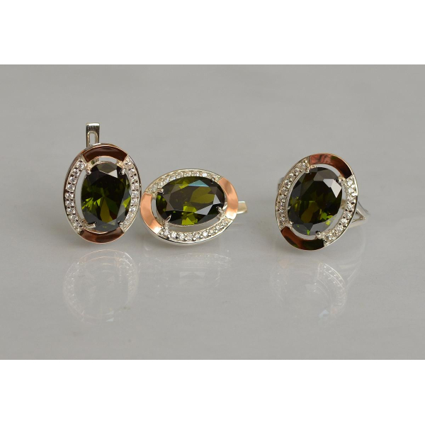 Серебряный гарнитур со вставками из золота (037/2)