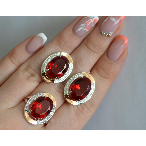 Серебряный гарнитур со вставками из золота (037/2)