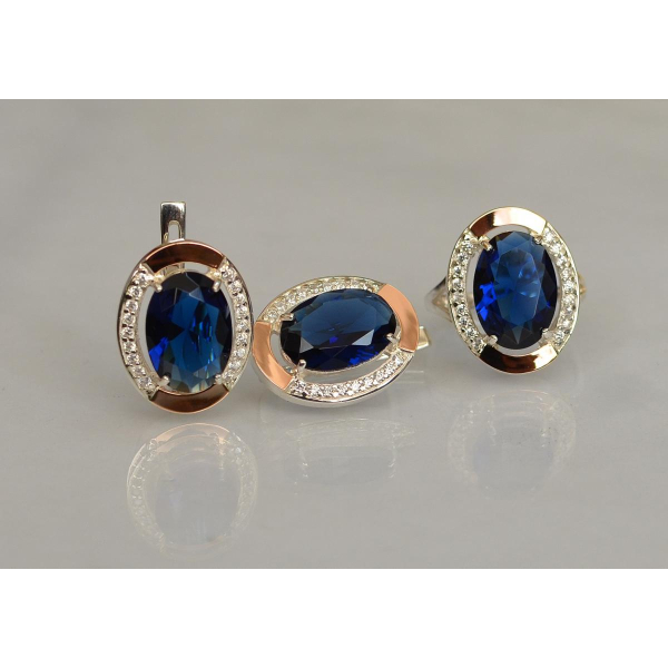 Серебряный гарнитур со вставками из золота (037/2)