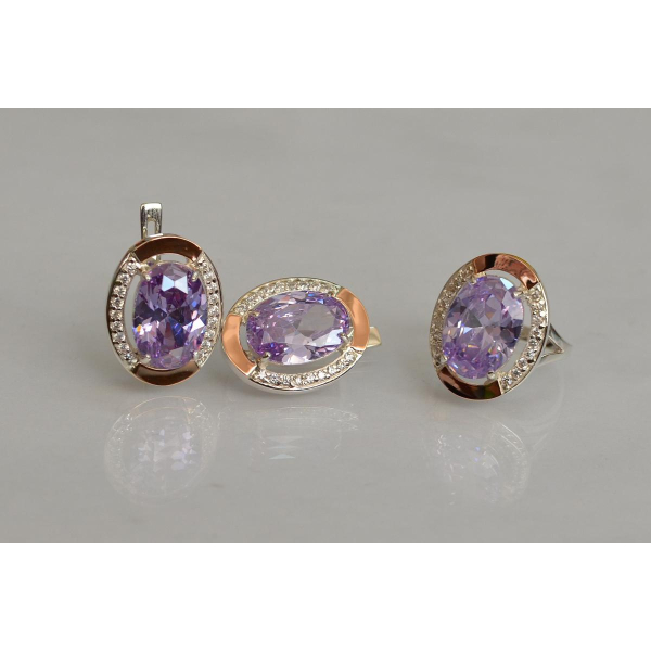 Серебряный гарнитур со вставками из золота (037/2)