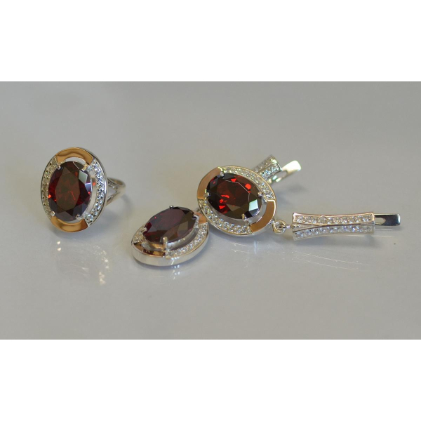 Серебряный комплект с золотыми пластинами (037)