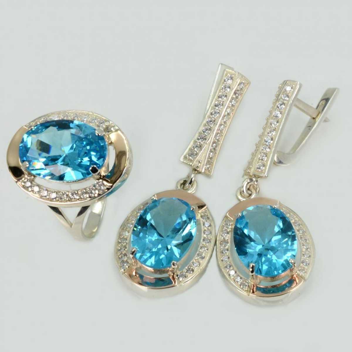 Серебряный комплект с золотыми пластинами (037)