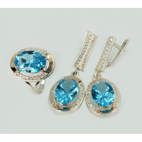 Срібний комплект з золотими пластинами