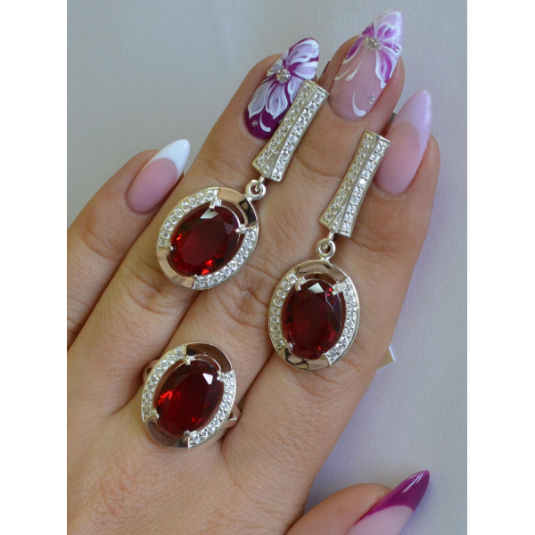 Серебряный комплект с золотыми пластинами (037)