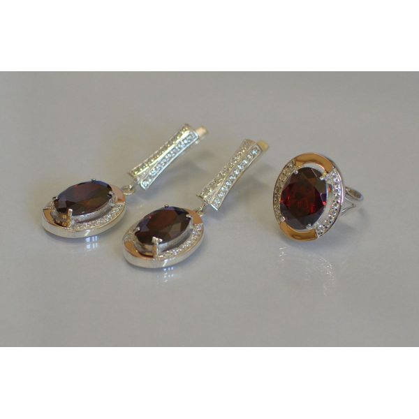 Серебряный комплект с золотыми пластинами (037)