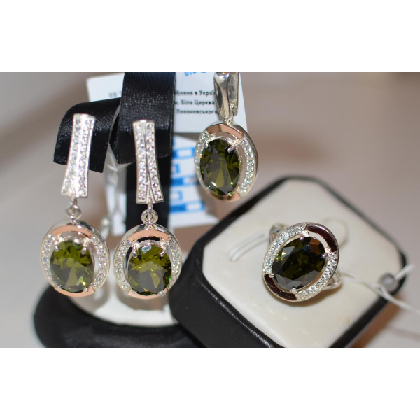 Серебряный комплект с золотыми пластинами (037)