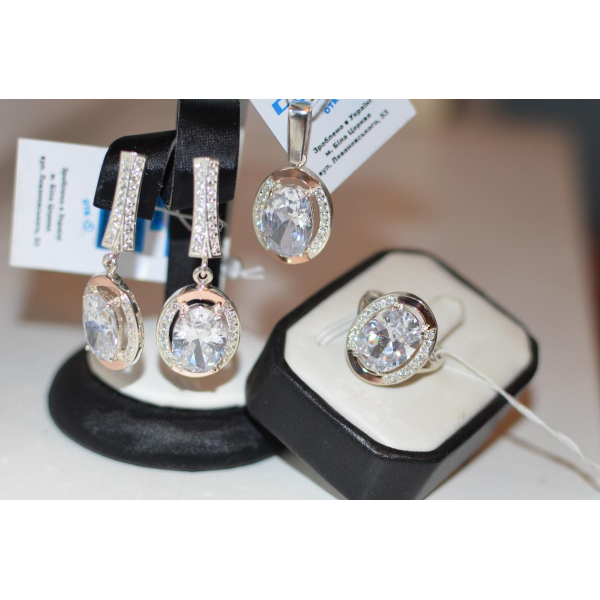 Серебряный комплект с золотыми пластинами (037)