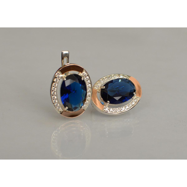 Серебряные серьги с золотыми вставками (037.2с)