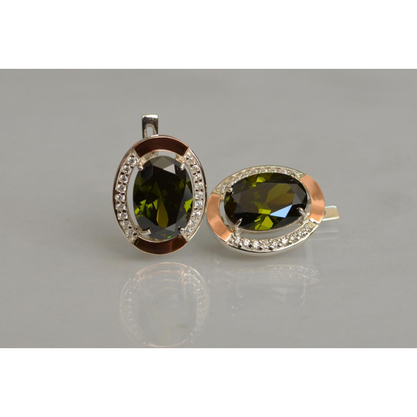 Серебряные серьги с золотыми вставками (037.2с)