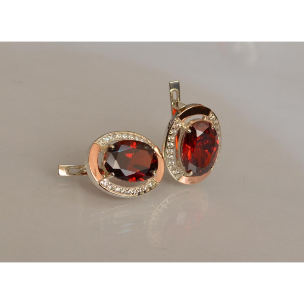 Серебряные серьги с золотыми вставками (037.2с)