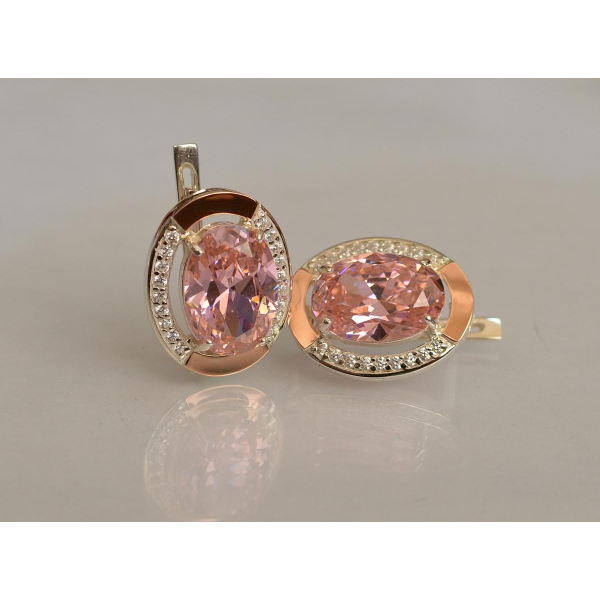 Серебряные серьги с золотыми вставками (037.2с)