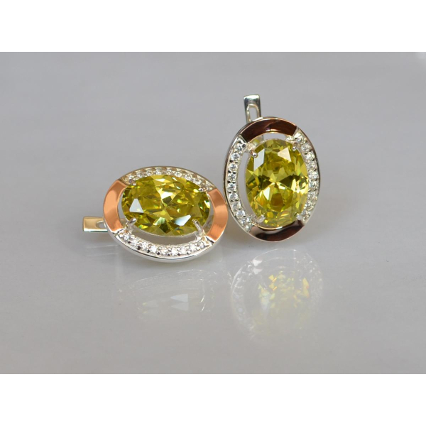 Серебряные серьги с золотыми вставками (037.2с)