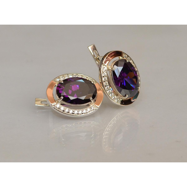 Серебряные серьги с золотыми вставками (037.2с)