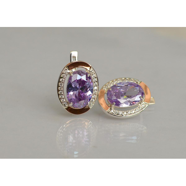 Серебряные серьги с золотыми вставками (037.2с)