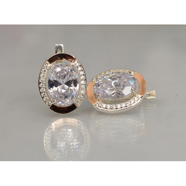 Серебряные серьги с золотыми вставками (037.2с)