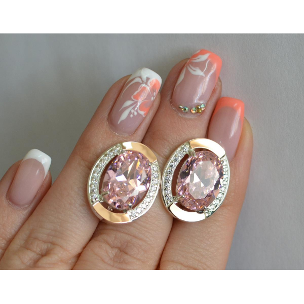 Серебряные серьги с золотыми вставками (037.2с)