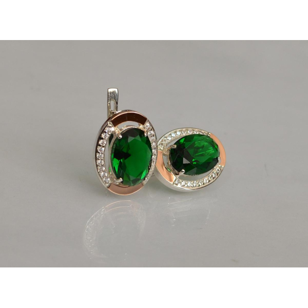 Серебряные серьги с золотыми вставками (037.2с)