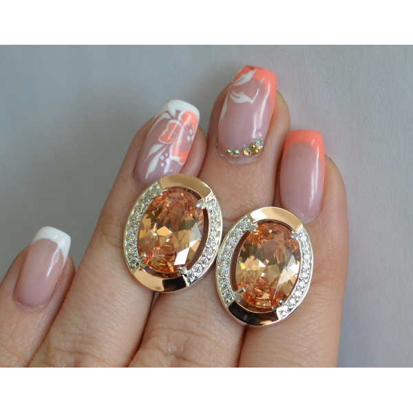 Серебряные серьги с золотыми вставками (037.2с)