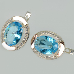 Серебряные серьги с золотыми вставками