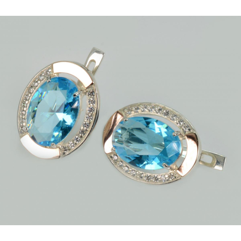 Серебряные серьги с золотыми вставками