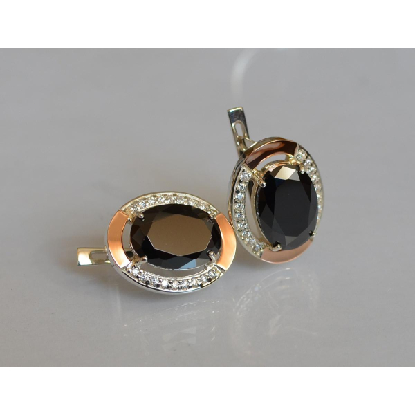 Серебряные серьги с золотыми вставками (037.2с)