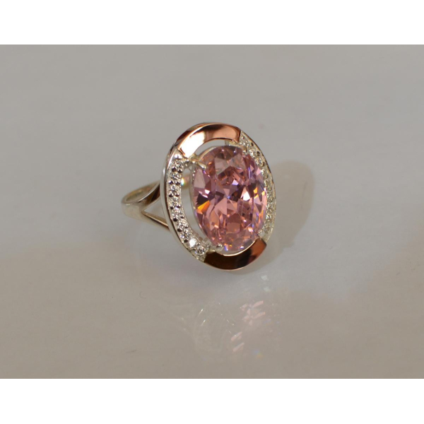 Серебряное кольцо со вставками из золота (037к)